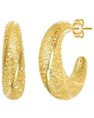 Rachel Glauber 14K Plated Hoop Earrings - Metallic