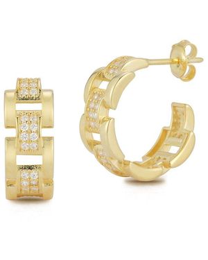 Chloe and Madison 14k Over Silver Cz Chunky Link Hoops - Metallic