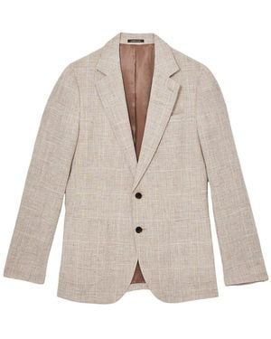 Reiss Ashton Notch Linen Formal Jacket - Gray