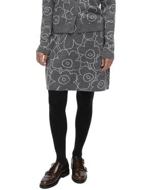 Marimekko Vapaus Piirto Unikko Wool-Blend Skirt - Black