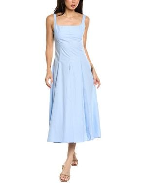 7021 Solid Midi Dress - Blue
