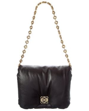 Loewe Goya Puffer Leather Shoulder Bag - Black