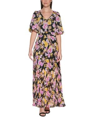 Kensie Chiffon Yortu Maxi Dress - Black