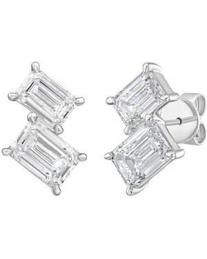 Diana M. Jewels 14K 7.00 Ct. Tw. Lab-Grown Diamond Two-Stone Earrings - Metallic
