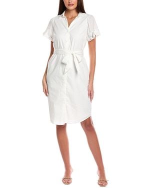 Tahari Button A-Line Dress - White