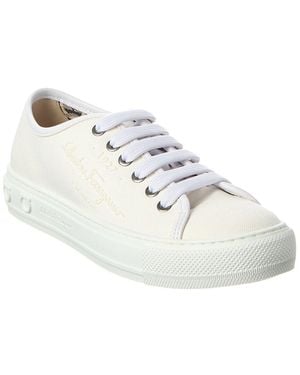 Ferragamo Mediterr Eco Canvas Trainer - White