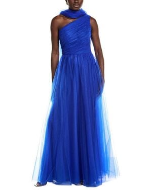 Rene Ruiz Pleated Tulle Gown - Blue