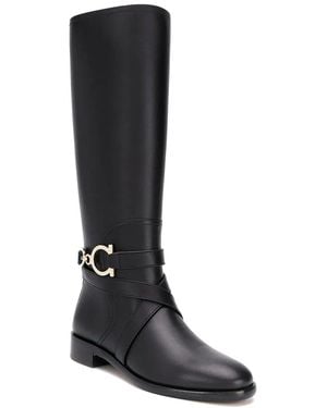 Ferragamo Gancini Leather Knee-High Boot - Black