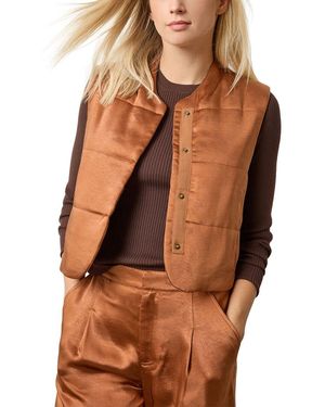 Lilla P Satin Quilted Vest - Brown
