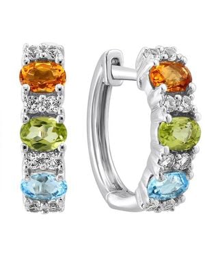 Effy Fine Jewelry 14K Over 1.35 Ct. Tw. Topaz, Citrine, Peridot, Sapphire Earrings - Blue