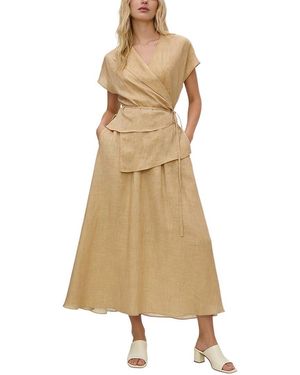 BRC By BURRYCO Short Sleeve Silk-Blend Midi Dress - Natural