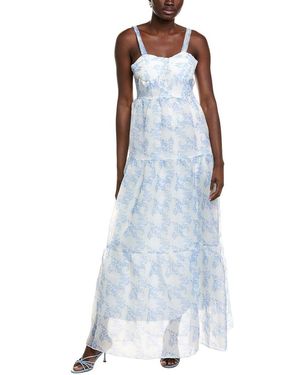 IPPONELLI Tiered Organza Maxi Dress - Blue