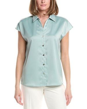 Anne Klein Drop Shoulder Button Front Shirt - Blue