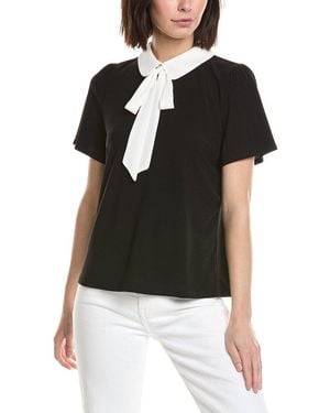Cece Short Sleeve Collared Blouse - Black