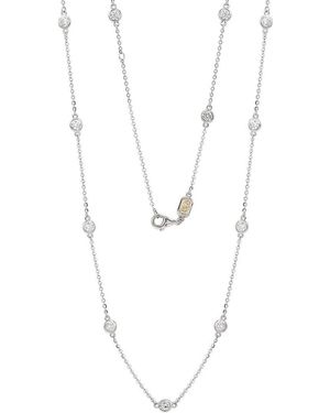 Suzy Levian 14K 0.50 Ct. Tw. Diamond Station Necklace - White