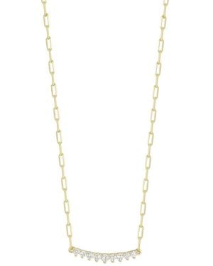 Glaze Jewelry 14k Over Silver Cz Small Bar Necklace - White