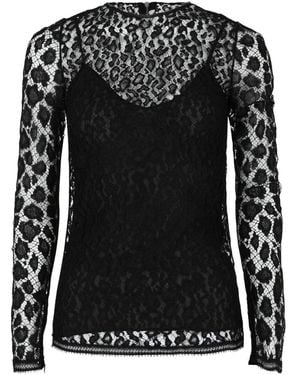 Givenchy Lace Patterned Silk-Lined Blouse - Black