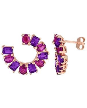 Rina Limor 4.30 Ct. Tw. Rhodolite, Amethyst Curved Stud Earrings - Pink