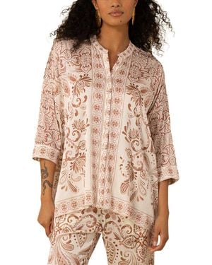 Hale Bob Aleena Silk-Blend Blouse - Natural
