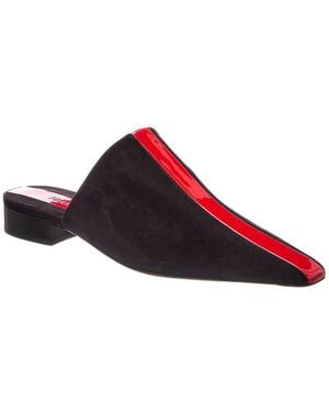 Ferragamo Selestina Suede & Patent Stripe Mule - Red