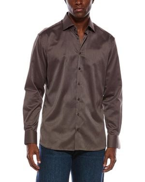 Eterna Structured Modern Fit Kettlance Shirt - Brown
