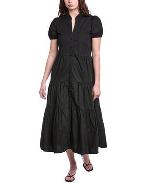 Sail To Sable Button Front Midi Dress - Black