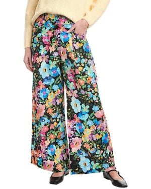 Johnny Was Wild Bloom Wide Leg Pleat Linen Pant - Blue