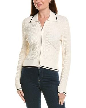 Autumn Cashmere Cable Zip Front Collared Jacket - White
