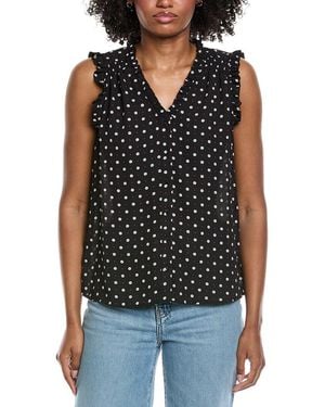 Cece V-Neck Button Down Blouse - Black