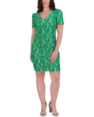 Kensie Bonded Lace Mini Dress - Green
