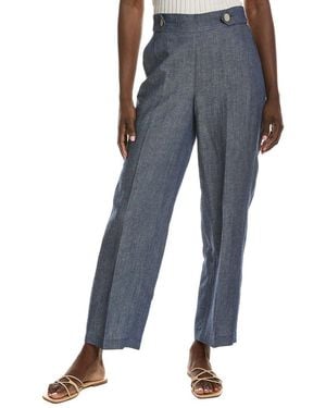 Anne Klein High Rise Linen-Blend Wide Leg Pant - Blue