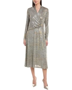 Joseph Ribkoff Wrap-Front Embellished Dress - Grey