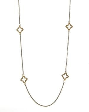 Juvell Plated Cz Clover Link Necklace - Metallic