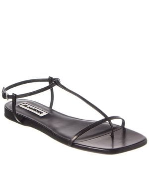 Jil Sander Logo Leather Sandal - Metallic