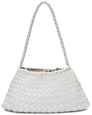 Tiffany & Fred Paris Hand-Woven Leather Shoulder Bag - White