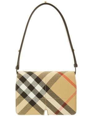 Burberry Snip Check Canvas & Leather Shoulder Bag - Metallic