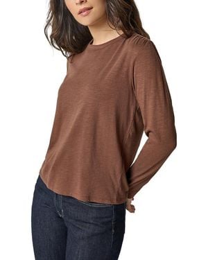 Lilla P Shirred Shoulder Crewneck Top - Brown
