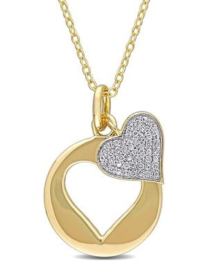 Rina Limor Vermeil 0.1 Ct. Tw. Diamond Double Heart Necklace - Metallic