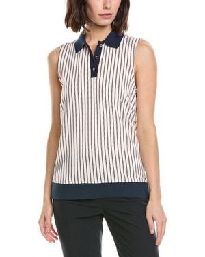 Stella Parker Tippi Contrast Collar Sleeveless Polo Shirt - White
