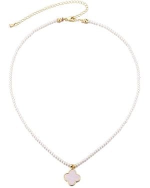 Adornia 14K Plated Mother-Of-Pearl Strand Clover Pendant Necklace - White
