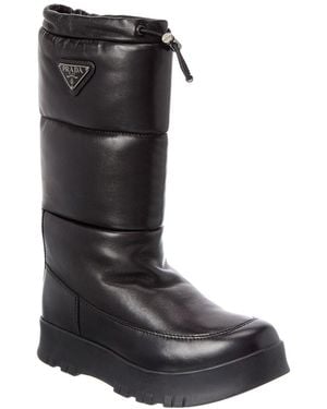 Prada Leather Snow Boot - Black