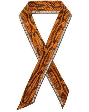 Jimmy Choo Logo Silk Scarf - Brown