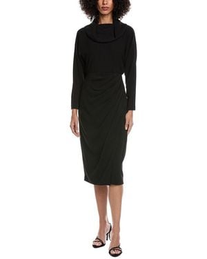 Badgley Mischka Draped Midi Dress - Black