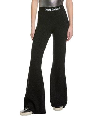 Palm Angels Wide Leg Knit Wool-Blend Pant - Black