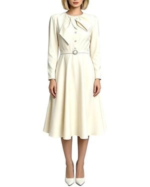 Linda Charm Long Sleeve Midi Dress - Natural