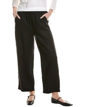 Eileen Fisher Linen Straight Ankle Pant - Black