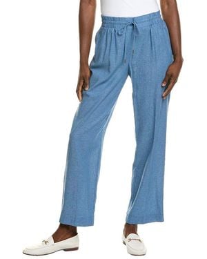 Jones New York Pull-On Drawstring Linen-Blend Pant - Blue