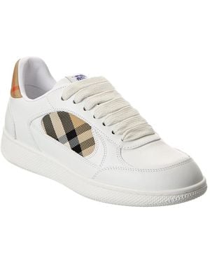 Burberry Terrace Check Canvas & Leather Trainer - White