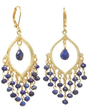 Rachel Reinhardt Jewelry 14K Over Lapis Chandelier Earrings - Metallic