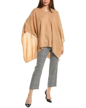 Amicale Cashmere V-neck Cashmere Poncho - Natural